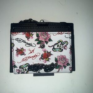 Ed Hardy Women's Floral Wallet - Black, White, and Pink